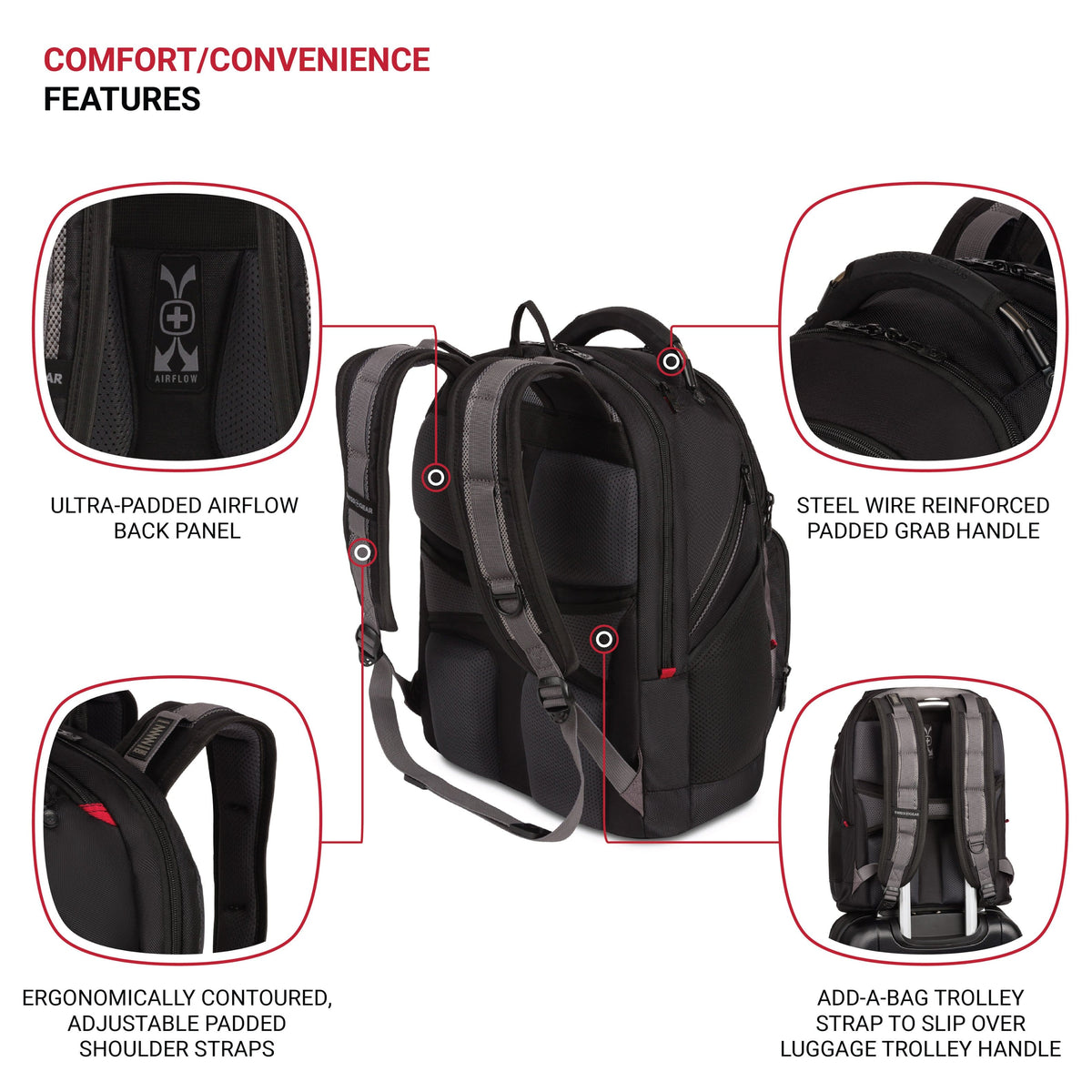SwissGear - Synergy Backpack for 16" Laptop - Black/Gray