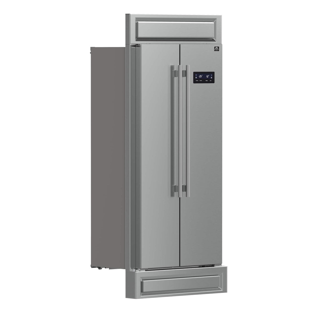 Forno Appliances - 37 in. Wide Salerno 15.6 Cu. Ft. Built-In Side-by-Side Refrigerator with Spill-proof Shelves - Stainless Steel VCM