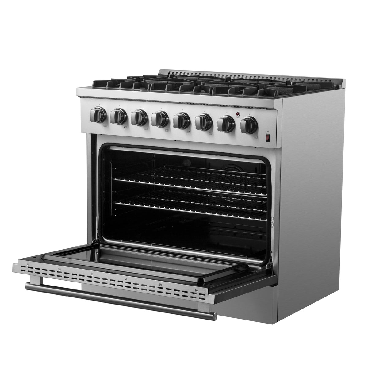 Forno Appliances - 36 in. Wide 6 Burner Marco 5.36 Cu. Ft. Freestanding Dual Fuel Convection Range with Dual Ring Burner - Silver