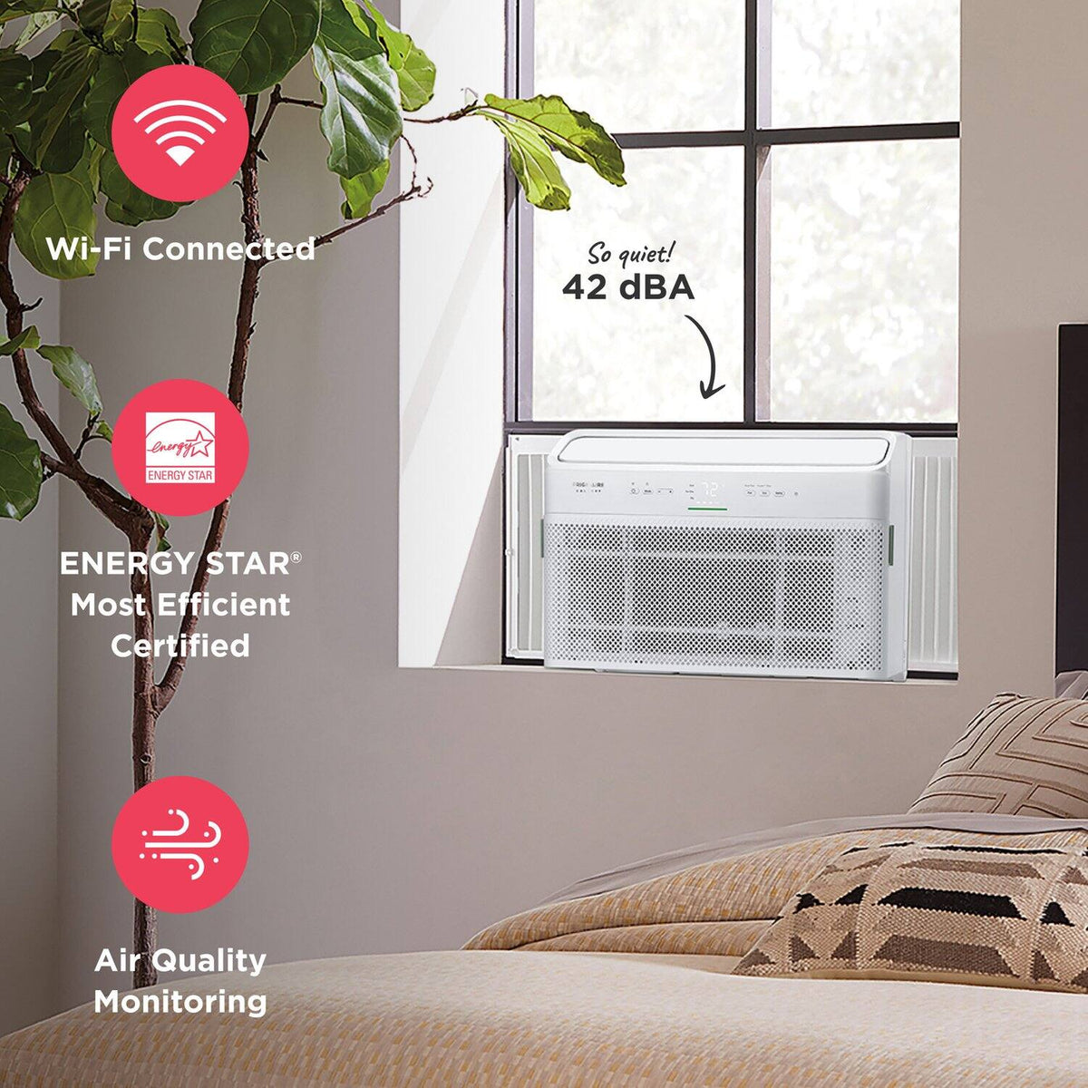 Frigidaire - Gallery 115V 10,000 BTU 450 Sq. Ft. Smart Inverter Window Air Conditioner with Remote - White