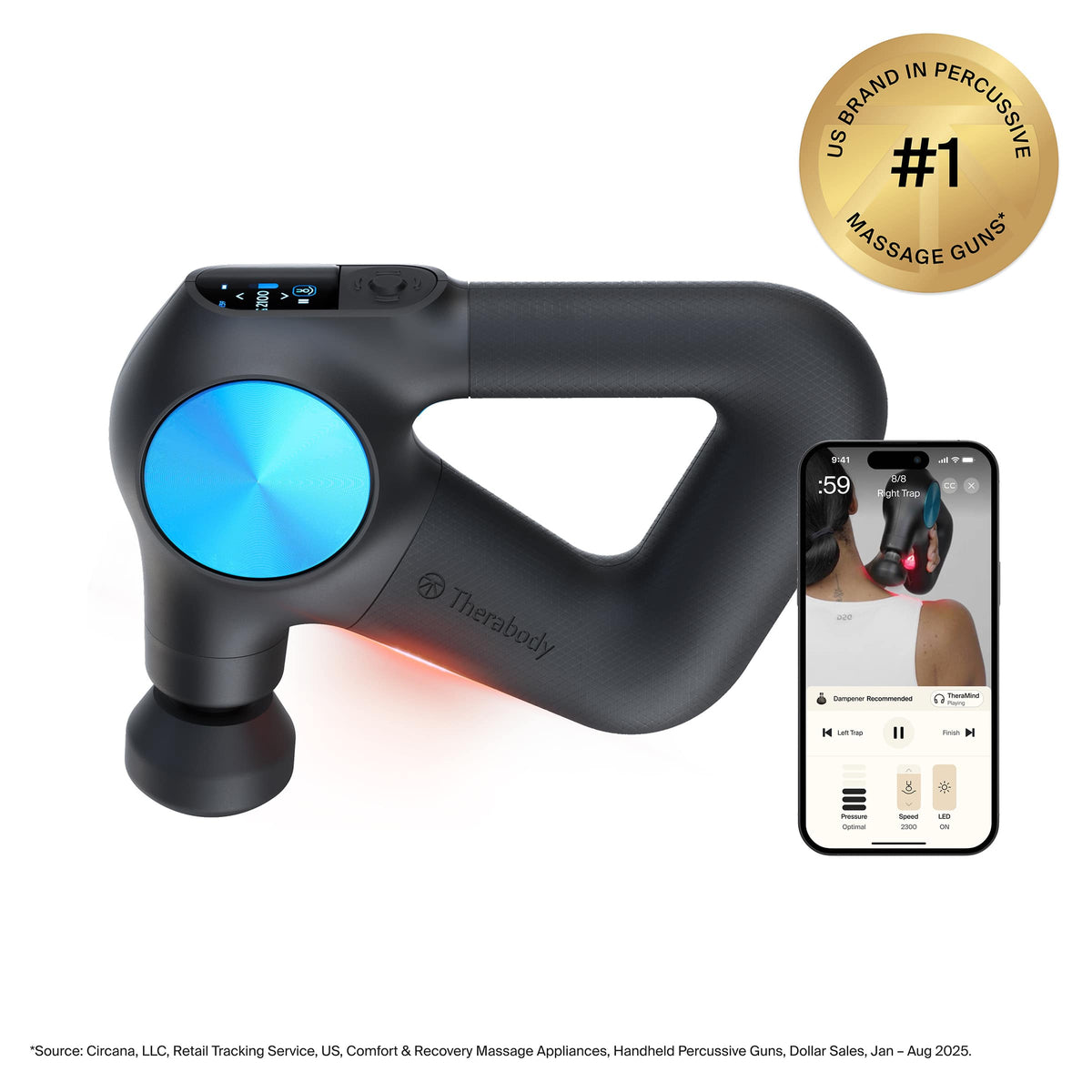 Therabody - Theragun PRO Plus - Advanced Multi-Therapy Device With Massage, LED, Heat & Vibration For Optimal Performance - Black
