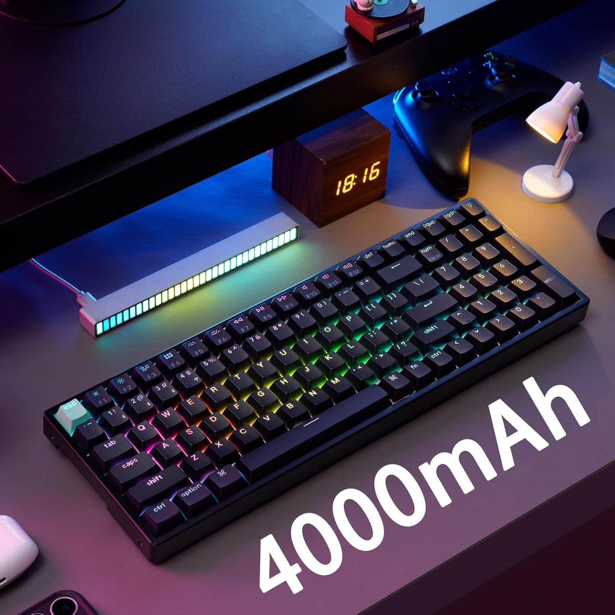 Keychron - K4 HE Custom 96% Wireless Hall Effect Mechanical Switch Gaming Keyboard with Programmable QMK Launcher Software - Black