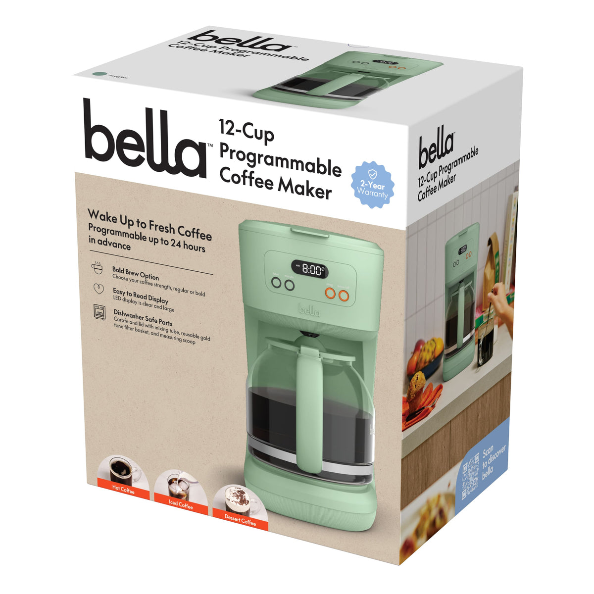 Bella - 12-Cup Programmable Coffee Maker - Seaglass