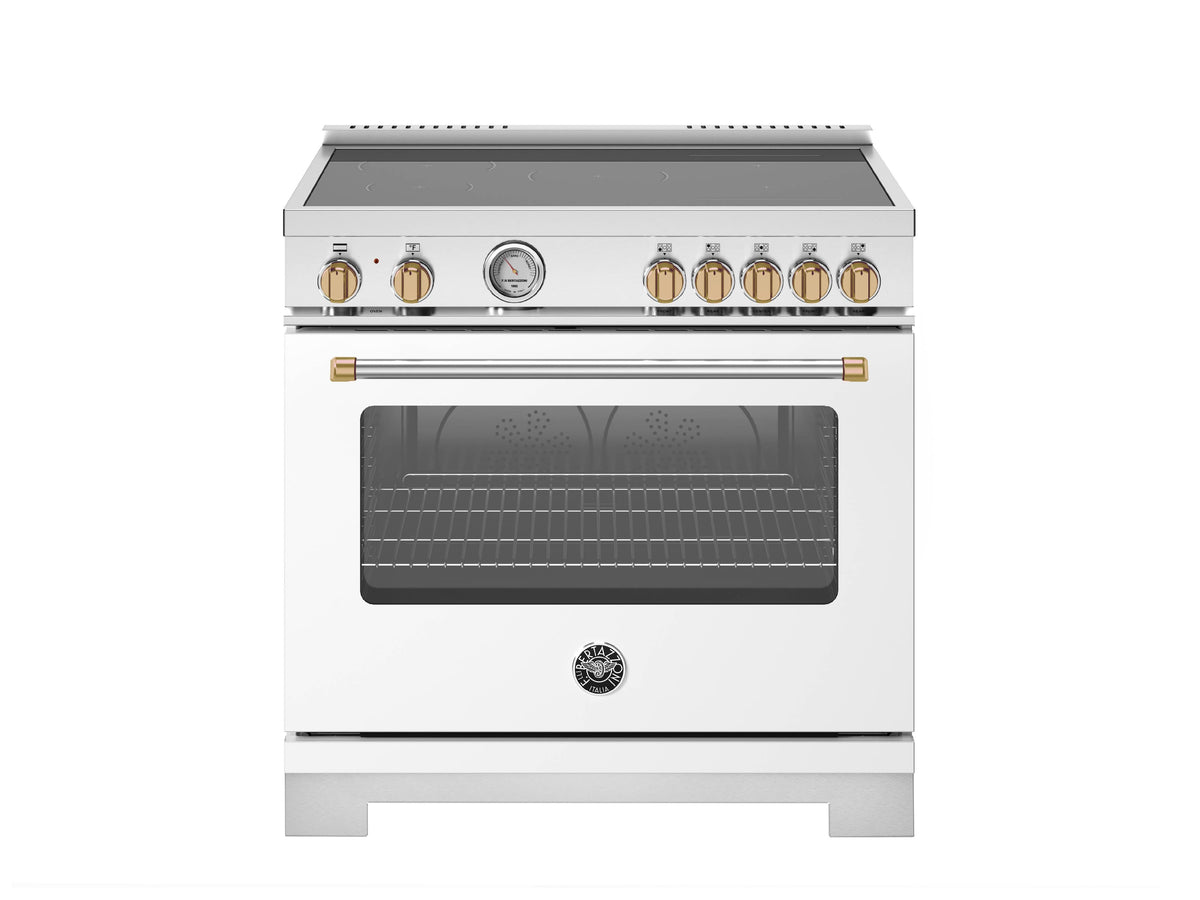 Bertazzoni - 36" Master Series Induction Range - Bianco Matt/Gold - White
