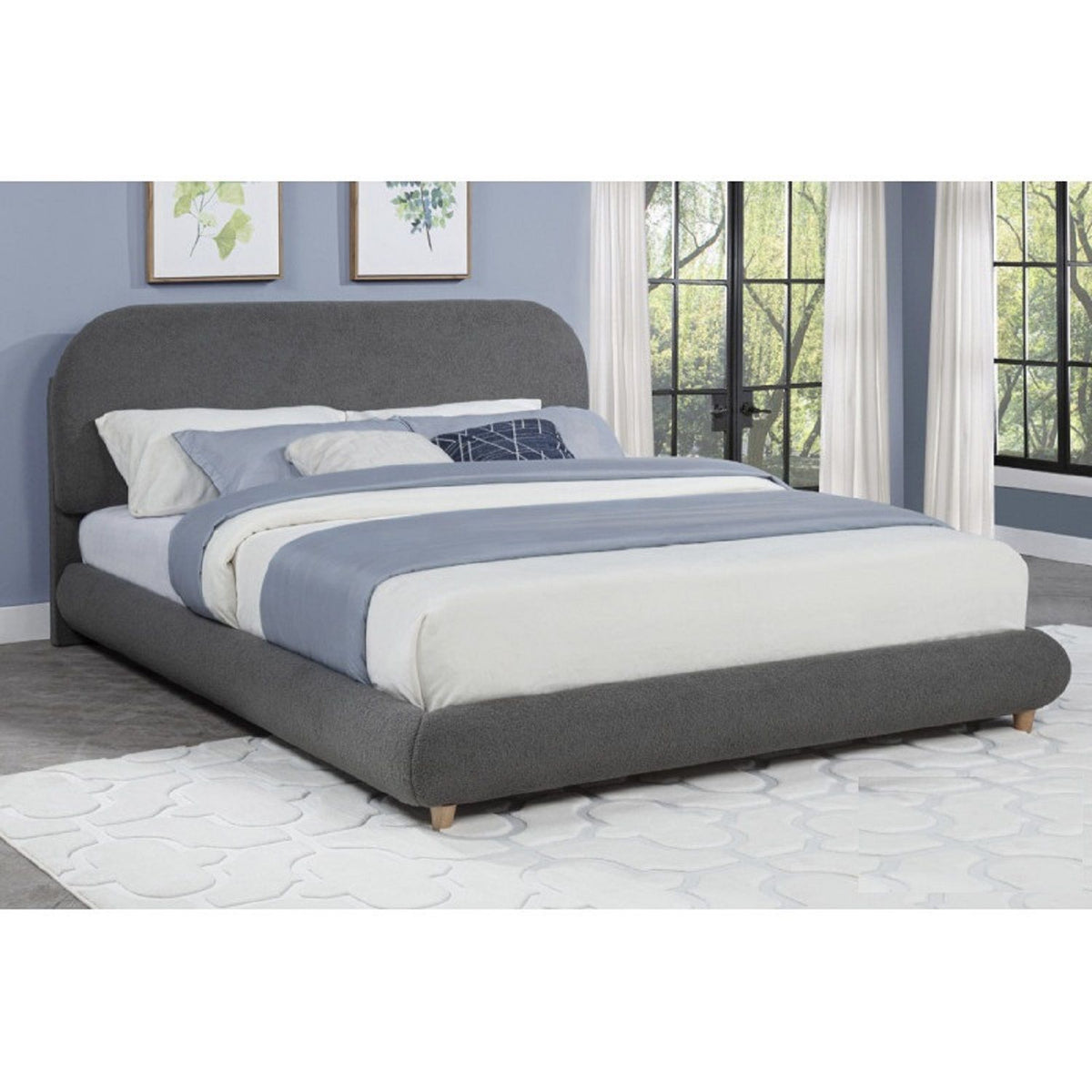 Cama de plataforma contemporánea de perfil bajo