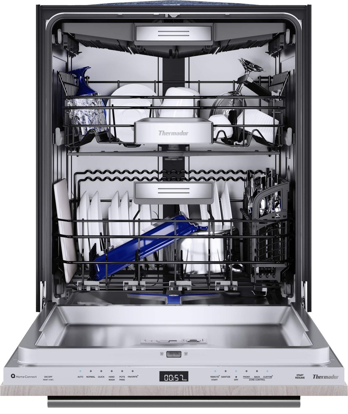 Thermador - Star Sapphire 24" Top Control Smart Built-In Stainless Steel Tub Dishwasher with 3rd Rack and Interior Light, 42 dBA - Custom Panel Ready