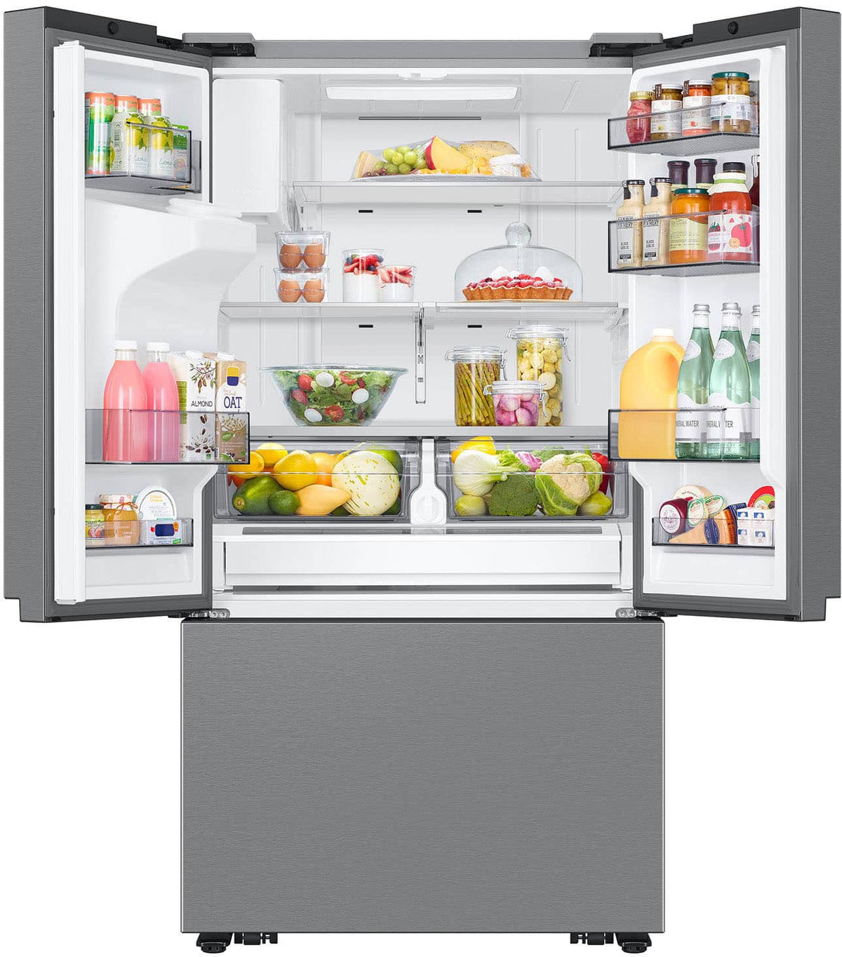 Samsung - 36 in. Wide 26 cu. ft. Mega Capacity Counter Depth 3-Door French Door Refrigerator with External Water and Ice Dispenser - Stainless Steel