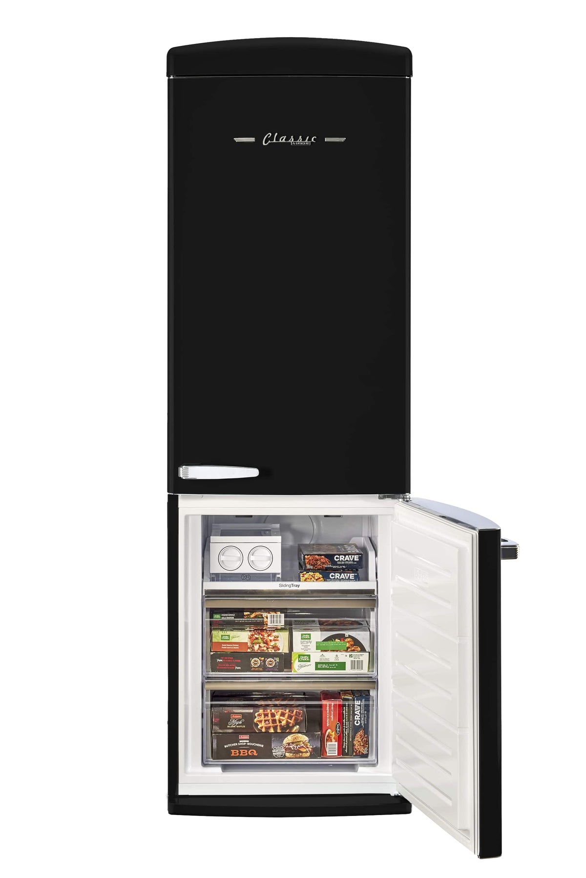 Unique Appliances - 24 in. Wide Classic Retro 23.8 in 11.7 cu. ft. Frost Free Retro Bottom Freezer Refrigerator ENERGY STAR - Matte Black