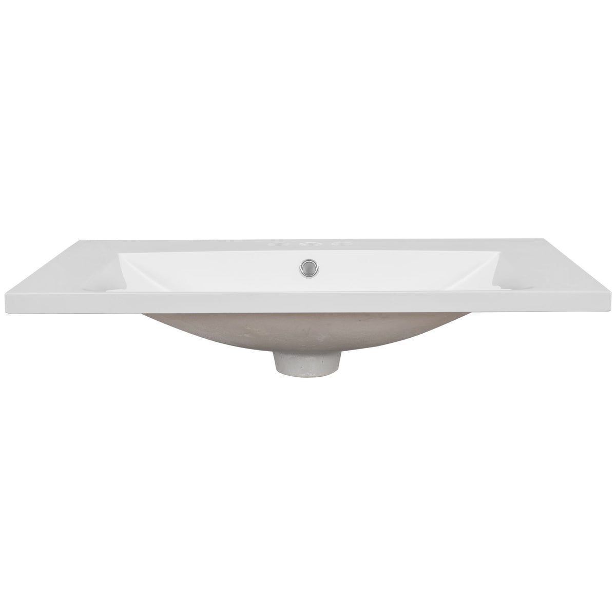 Encimera de tocador de baño individual de 30", con lavabo bajo encimera, forma rectangular, 3 orificios para grifería - Blanco