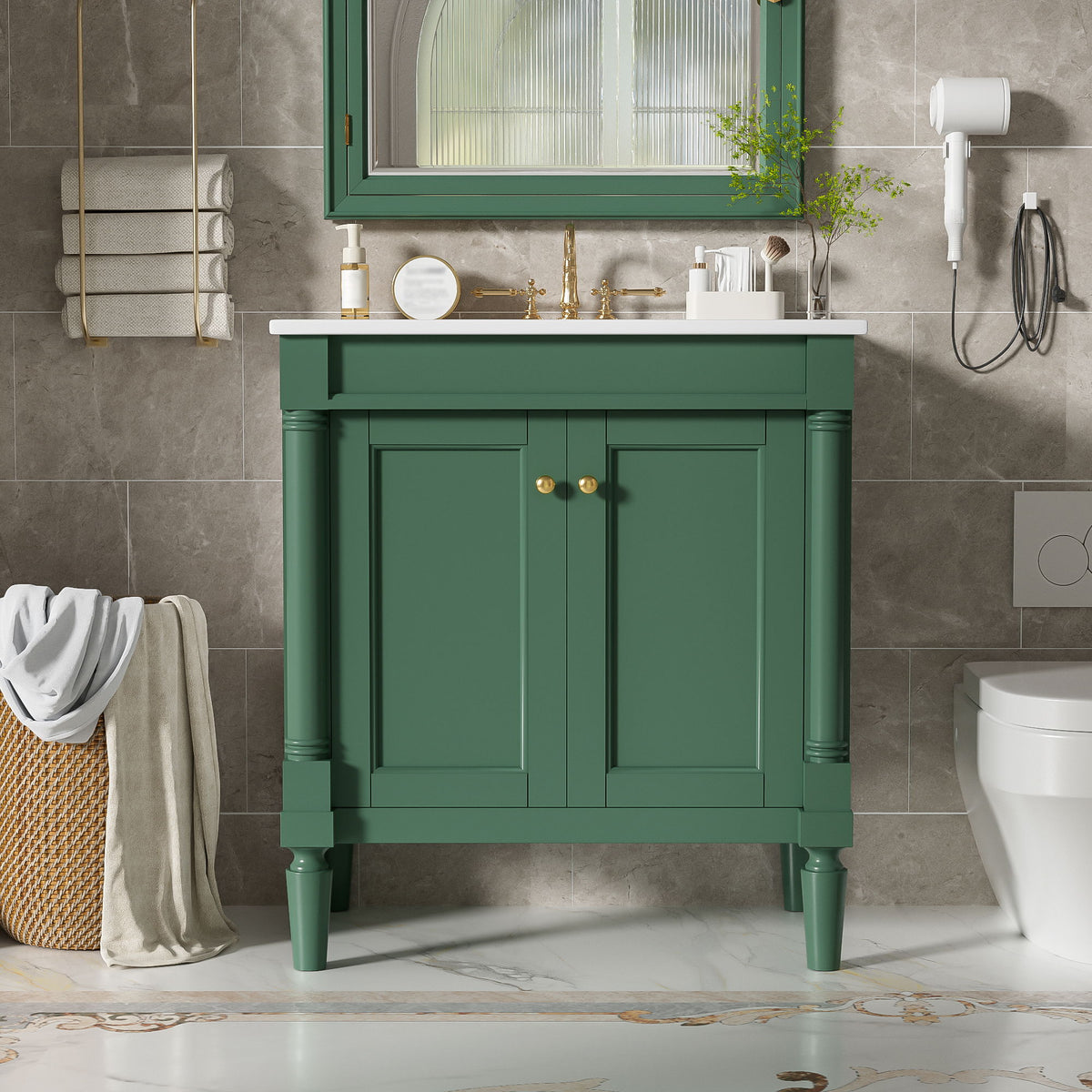 Mueble de baño con lavabo, puertas de cierre suave, armario de almacenamiento
