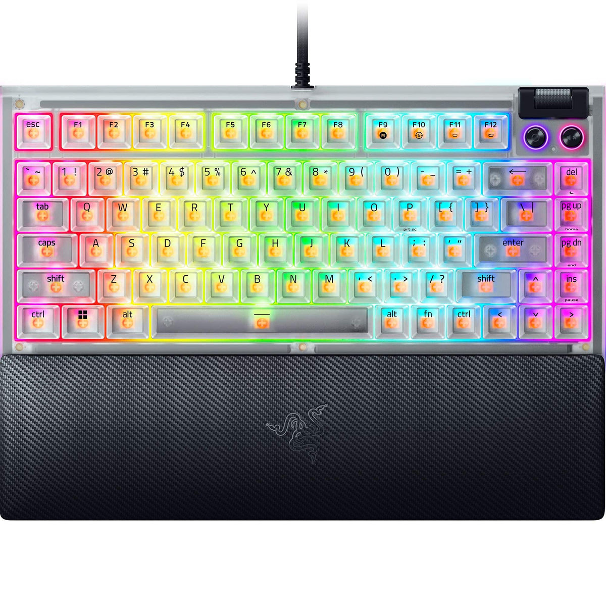 Razer - Blackwidow V4 75% Wired Mechanical Orange Switch Gaming Keyboard with Hot-Swappable Design - Phantom White