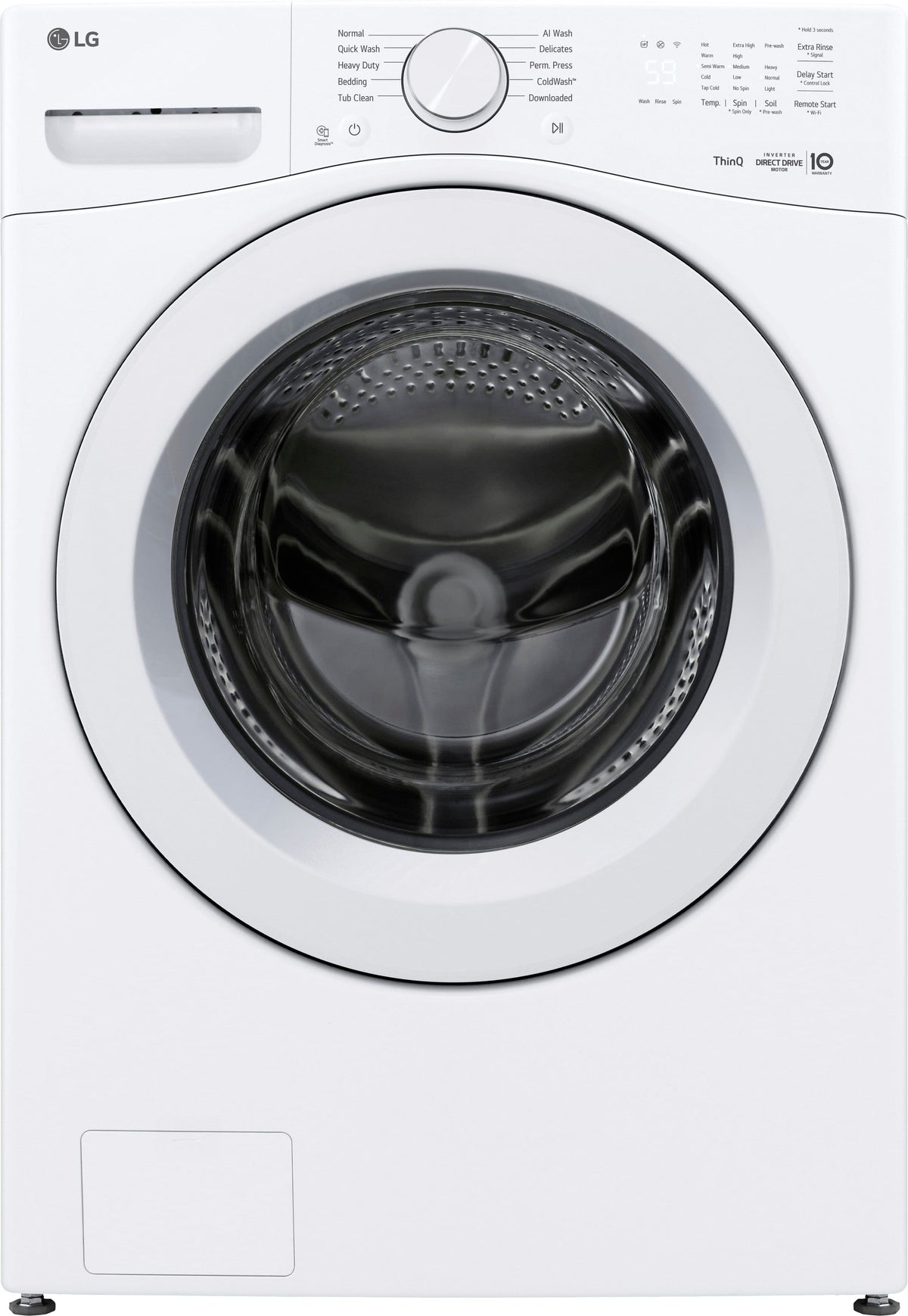 LG - 4.5 Cu. Ft. High-Efficiency Stackable Smart Front Load Washer with AI Wash and ColdWash Technology - White