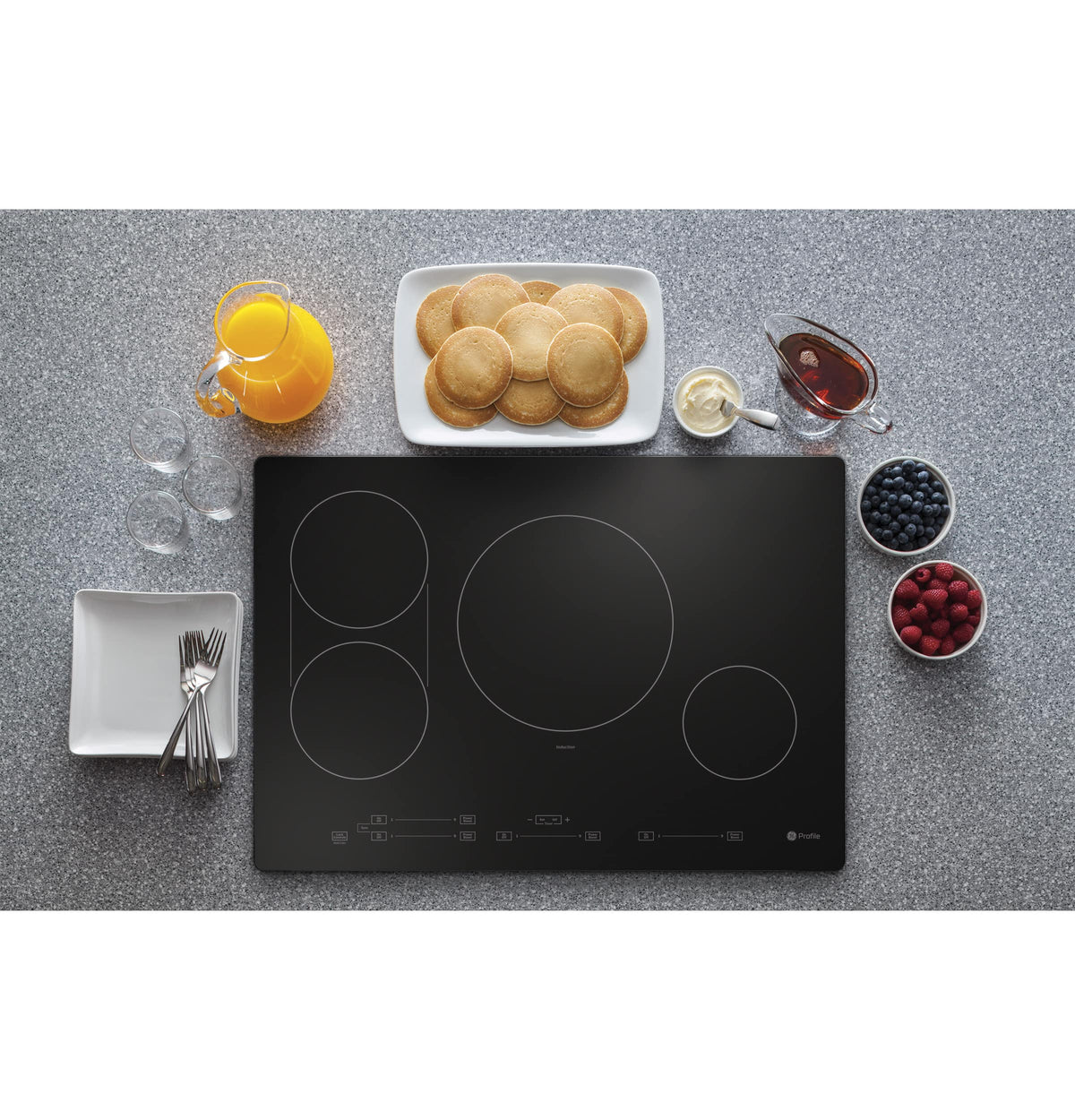 GE Profile - 30" Built-In Electric Induction Cooktop with 4 Elements, Slide Touch Controls, and Power Boost - Black
