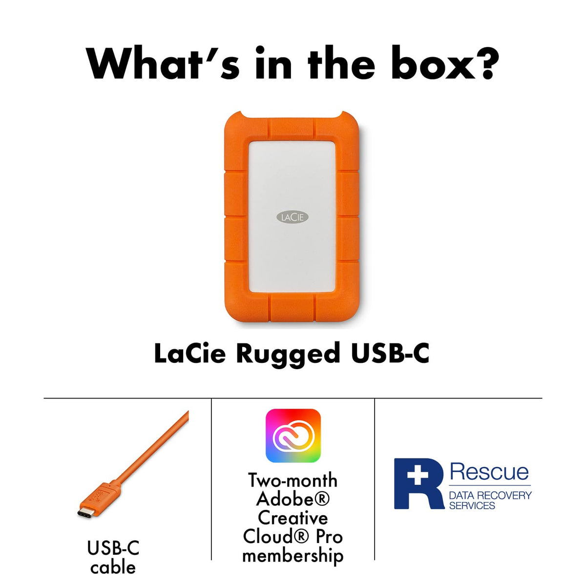 LaCie - 4TB Rugged USB-C Portable Hard Drive - Orange/Silver