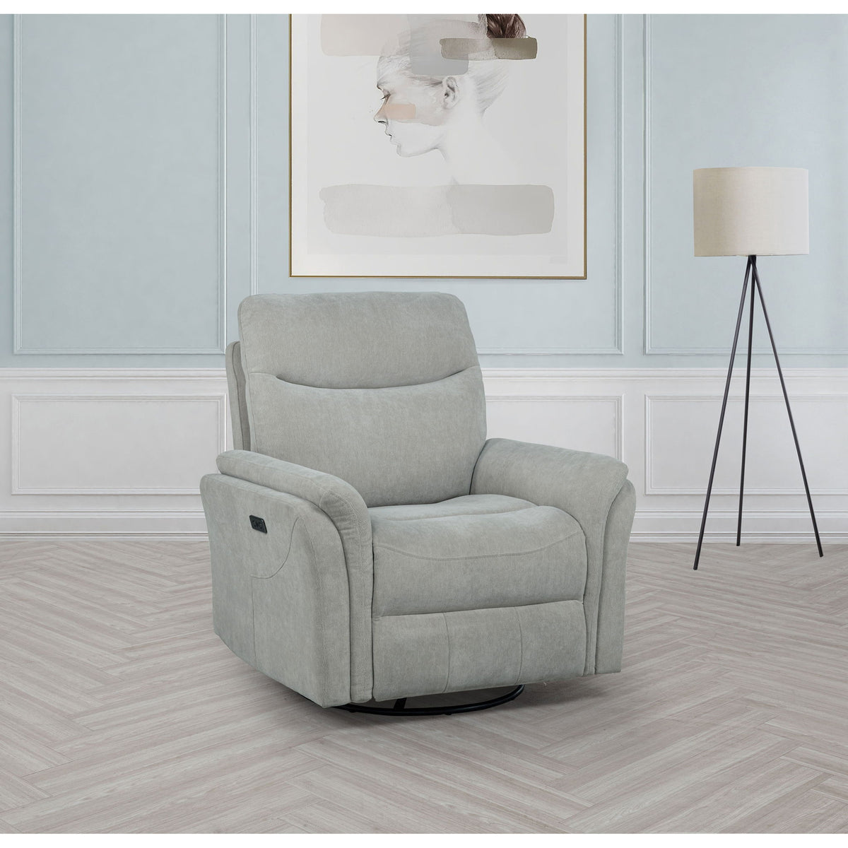 Beacon - Sillón reclinable giratorio con carga USB y reclinación ajustable