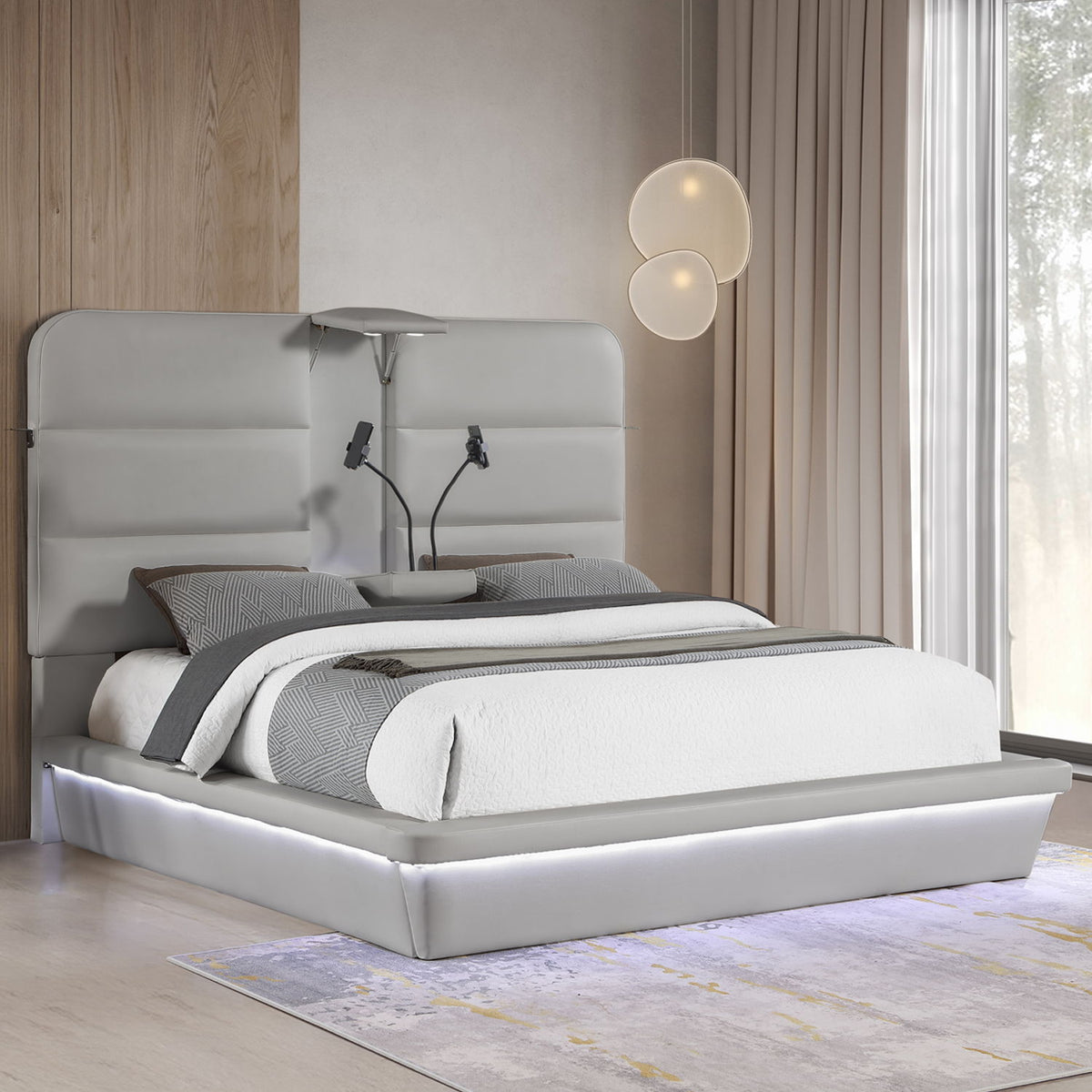 Futura - Cama tapizada con cabecero alto
