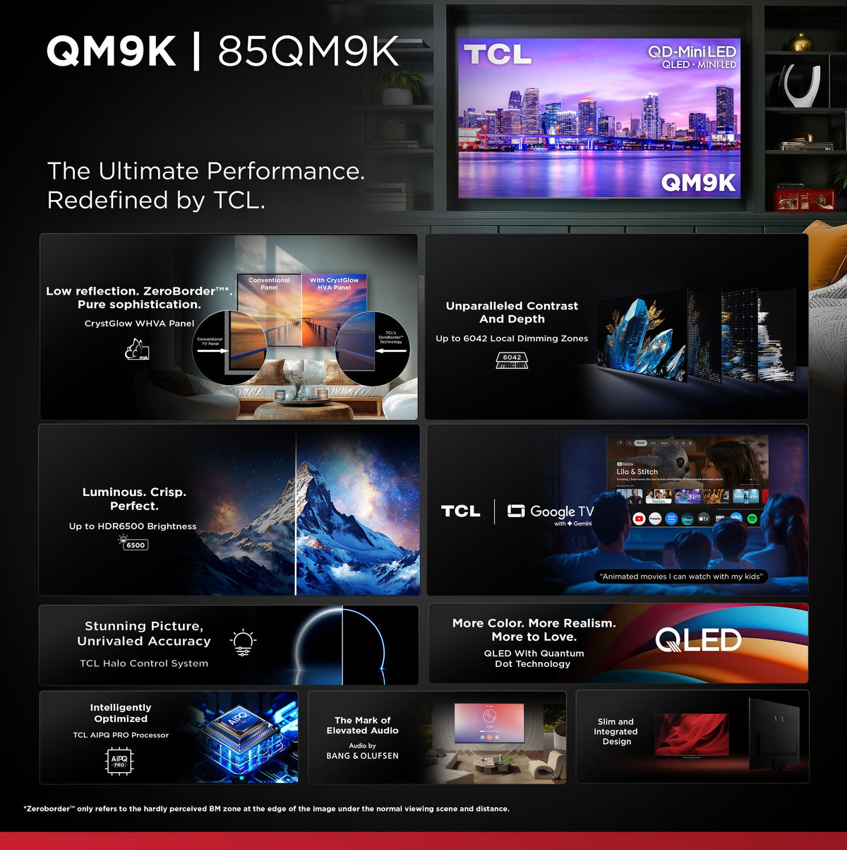TCL - 85" Class QM9K Series 4K UHD HDR QD-Mini LED Smart TV with Google TV (2025)
