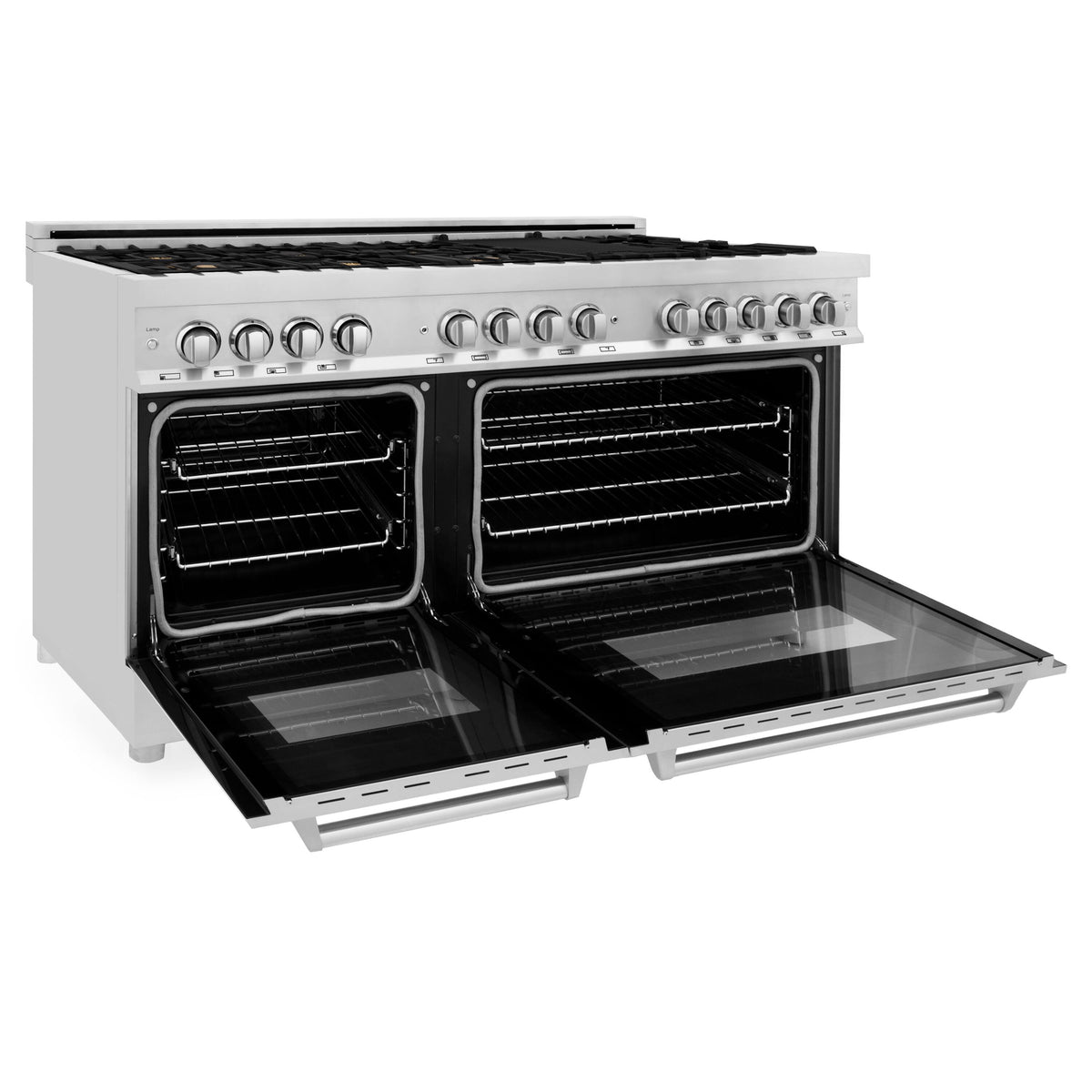 ZLINE - 60 in. Wide 8 Burner Legacy Dual Fuel Range w/ Gas Cooktop & 2 Electric Ovens  (RA-BR-60) - Stainless Steel Look