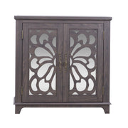 Elegant Sideboard With 2 Acrylic Mirrored Doors, Adjustable Shelf Storage