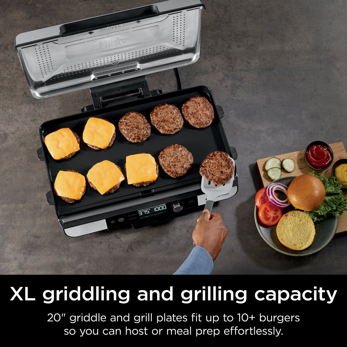 Ninja - Sizzle Pro XL 20-Inch Indoor Griddle & Grill with ProTemp IQ - Silver