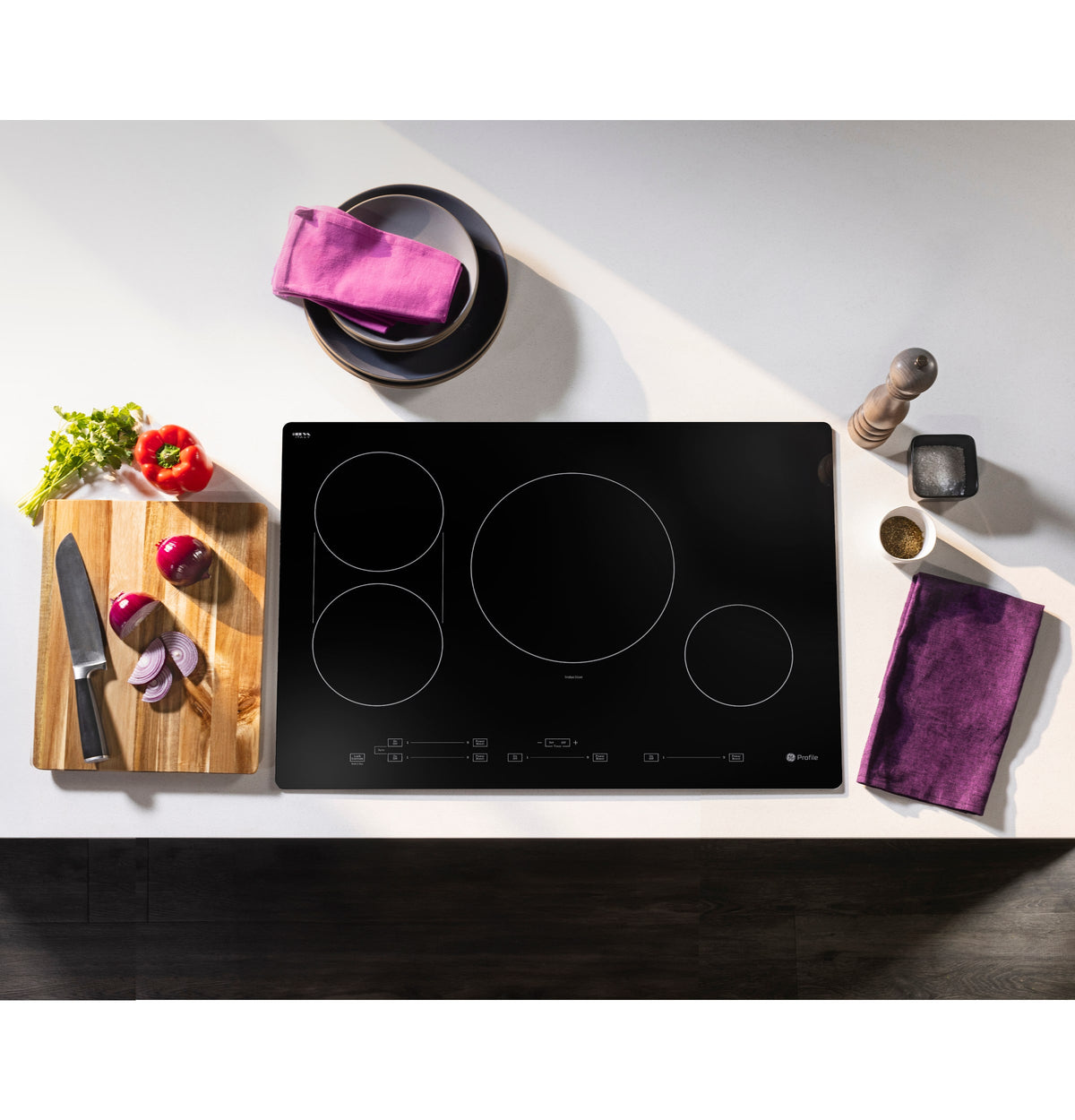 GE Profile - 30" Built-In Electric Induction Cooktop with 4 Elements, Slide Touch Controls, and Power Boost - Black