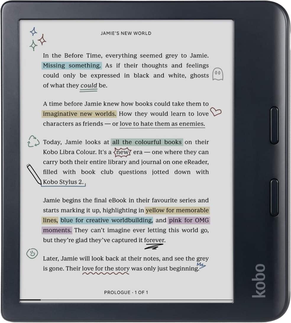 Kobo - Libra Colour | eReader | 7" Glare-Free Colour E Ink Kaleido 3 Display | Dark Mode Option | Waterproof - 2024 - Black