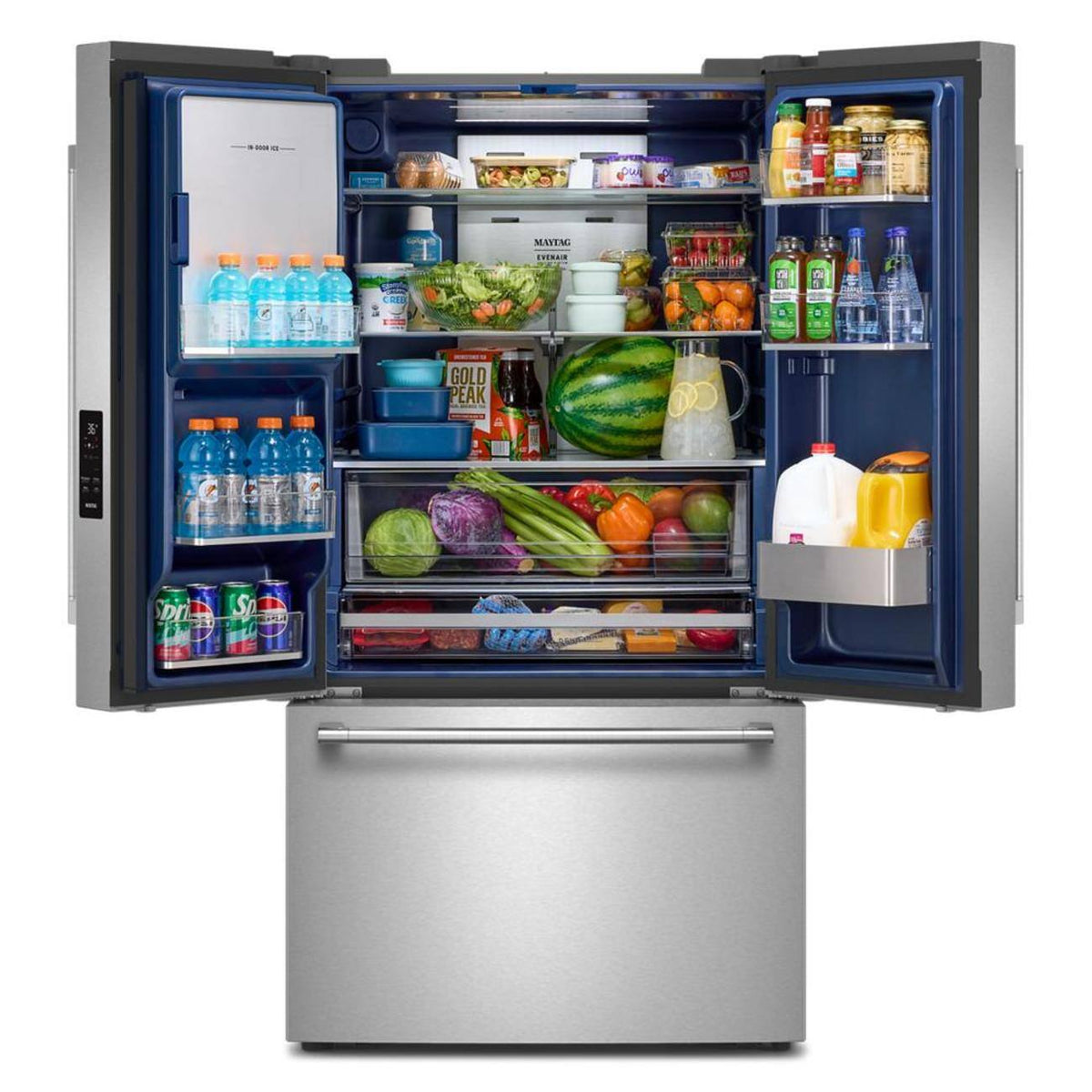 Maytag 30 Cu. Ft. XL Capacity French Door Bottom Mount Refrigerator with In-Door-Ice Dispensing System - Fingerprint-Resistant Stainless Finish