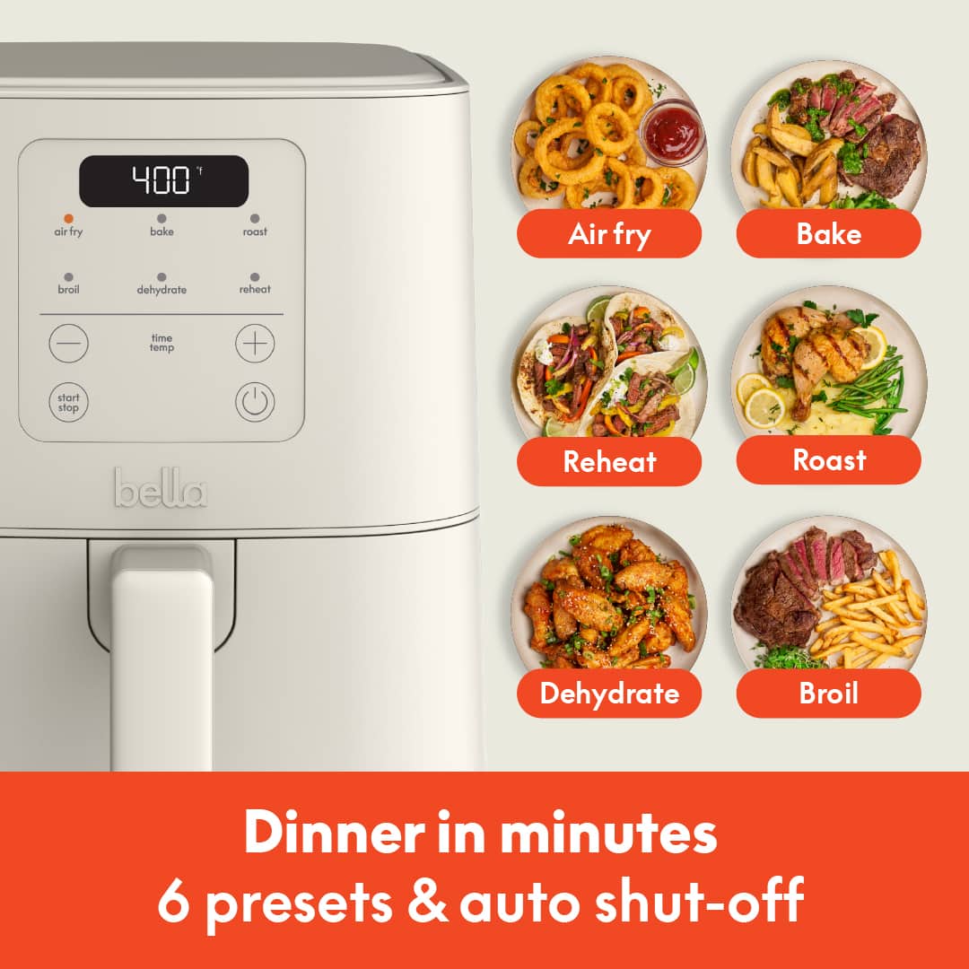 Bella - Fits-anywhere Kitchenware: 4-qt. Slim Air Fryer - Oatmilk