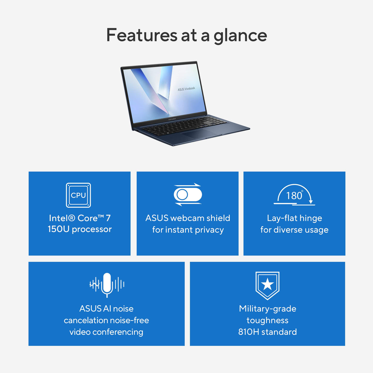 ASUS - Vivobook 15.6" FHD Touch Laptop - Intel Core 7 150U with 16GB Memory - 1TB SSD - Quiet Blue