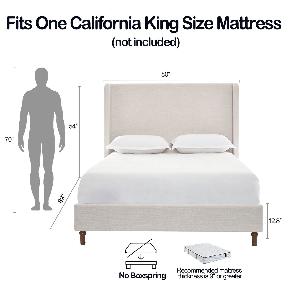 Harper - Tall Headboard Upholstered Bed / High Headboard / Elegant Simplicity / No Box Spring Needed