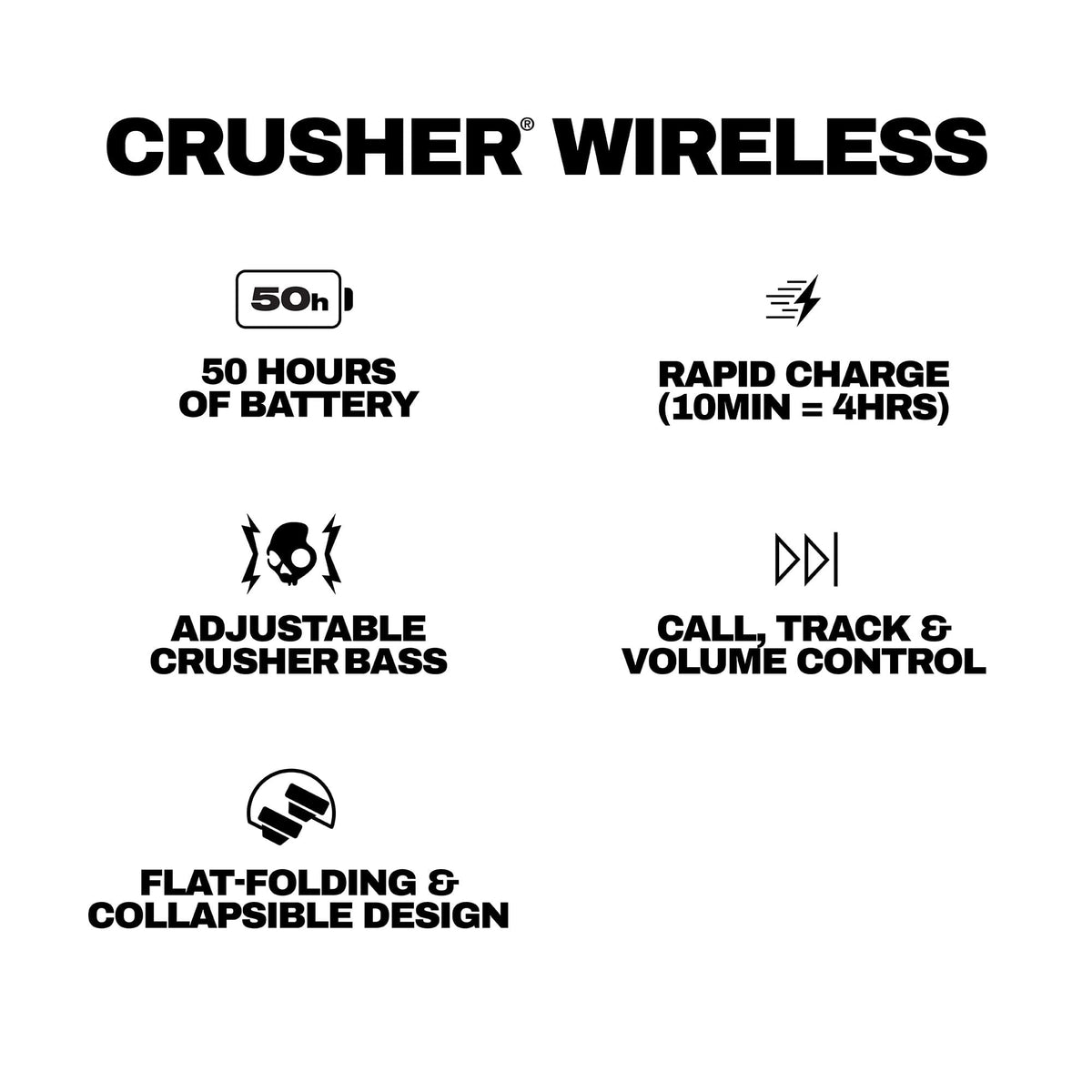 Skullcandy - Crusher 3.0 Wireless Over-the-Ear Heaphones - Black