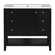 Mueble de baño con lavabo de 36", 2 puertas y 3 cajones - Negro