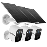 Defender - Solar Powered 4K AI Everwatch Wireless Security Camera with 3W Solar Panel, AI Detection, 3 Pack - White