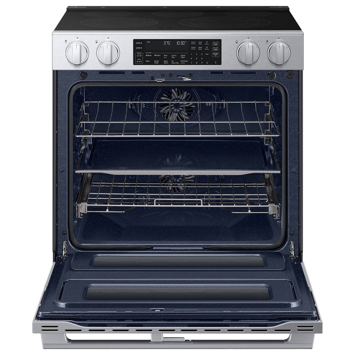 Samsung - Bespoke Smart Slide-In Electric Range with Flex Duo Oven and Dual True Convection - Stainless Steel