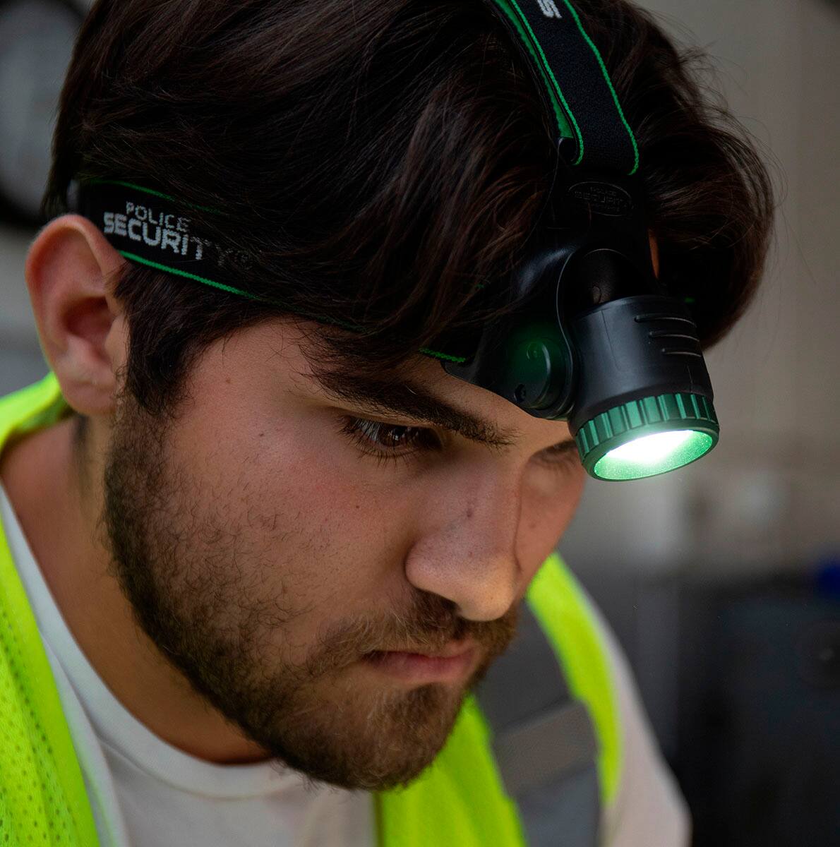 Police Security - Blackout-R Rechargeable Headlamp - Black/Green