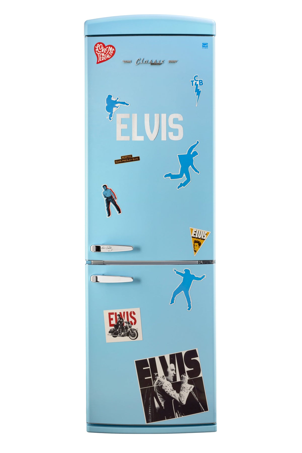 Unique Appliances - 24 in. Wide Elvis Classic Retro 12 cu ft. Counter-Depth Bottom Freezer Refrigerator - Blue Hawaii
