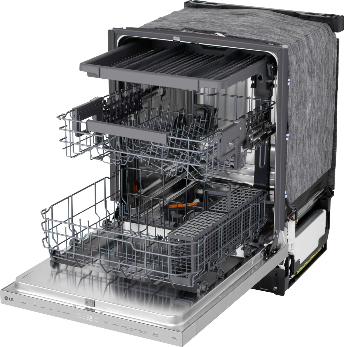 LG - FlushFit 24" Top Control Smart Built-In Stainless Steel Tub Dishwasher with 3rd Rack, AutoVent Dry and 46dBA - Stainless Steel