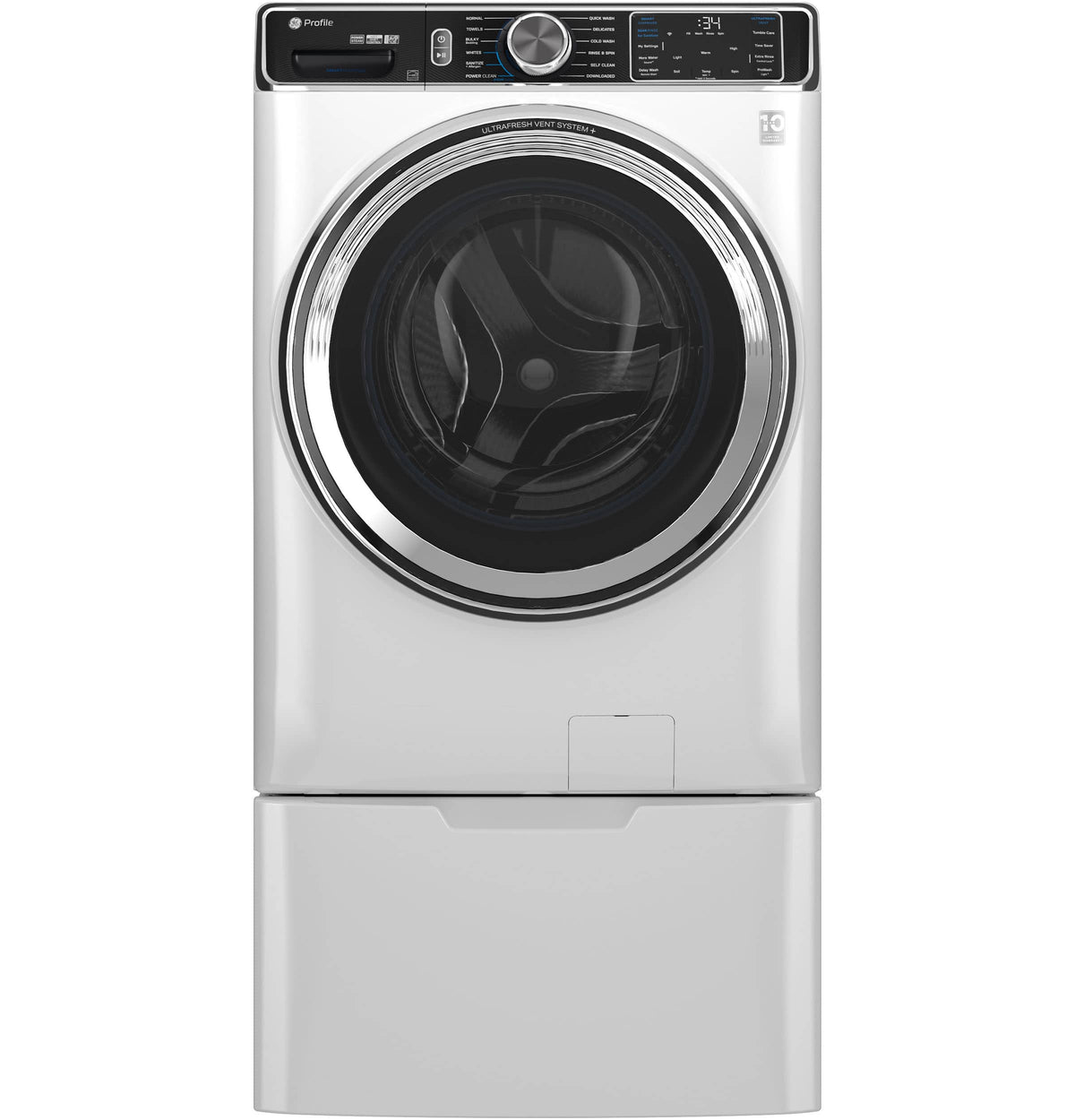 GE - 16” Laundry Pedestal with Storage Drawer for Select Washers and Dryers - White