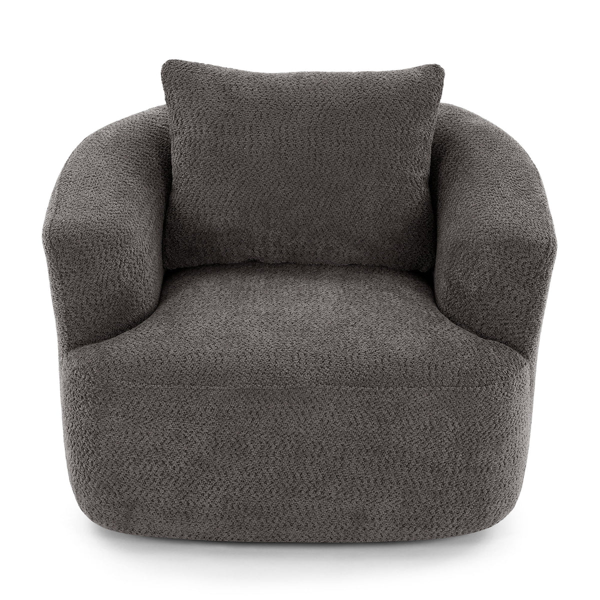 360° Swivel Barrel Sofa Chair With Throw Pillow, Upholstered Accent Chair