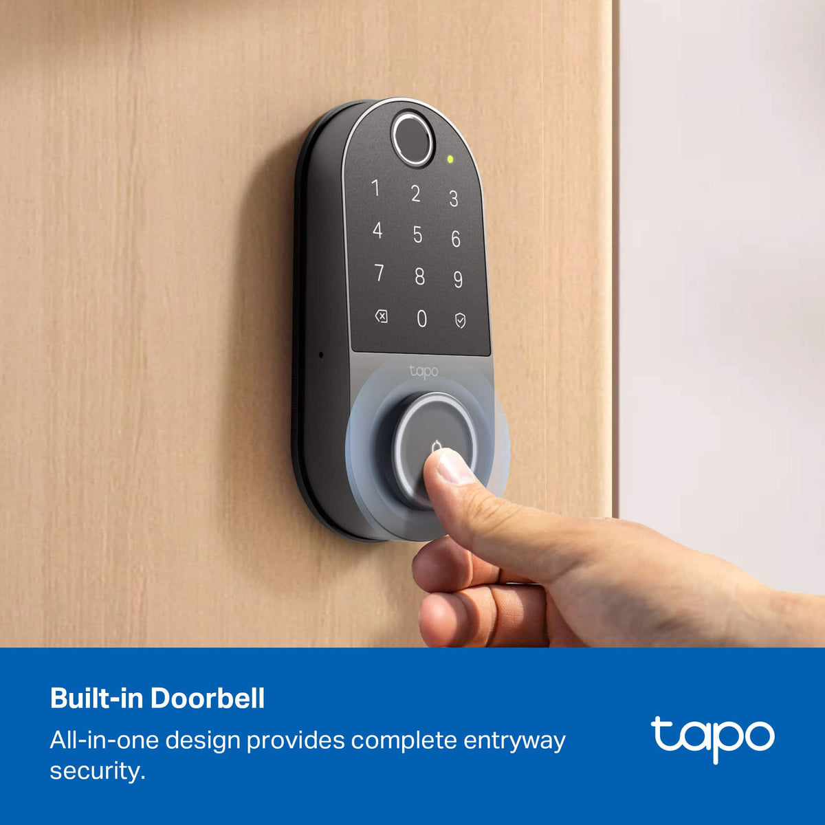 TP-Link - Tapo DL110 Smart Wi-Fi Deadbolt Lock - Lock/Unlock using Keypad, App, or Fingerprint Recognition - Replaces Most Locks - Black