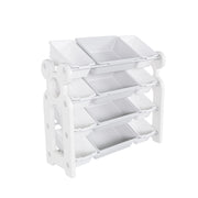 Multi Functional Kids Toy Storage Organizer Cabinet With Hdpe Shelf And 12 Bins - Gray / Ivory