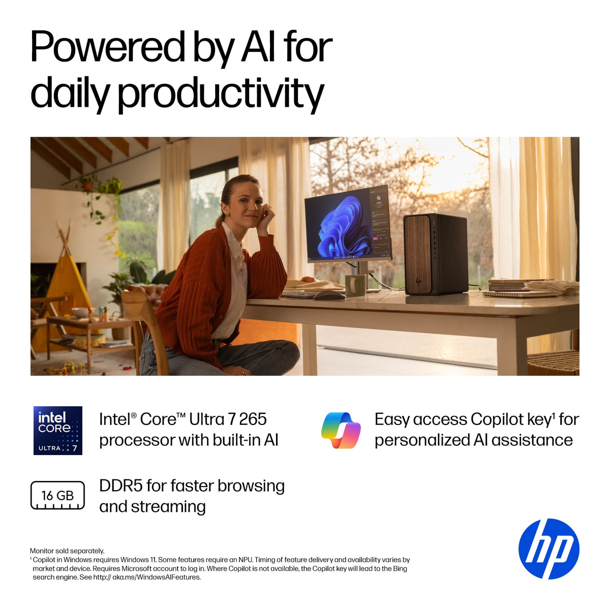 HP - OmniDesk Desktop - Intel Core Ultra 7 265 2025 - 16GB DDR5 Memory - 1TB SSD - Dark Wood