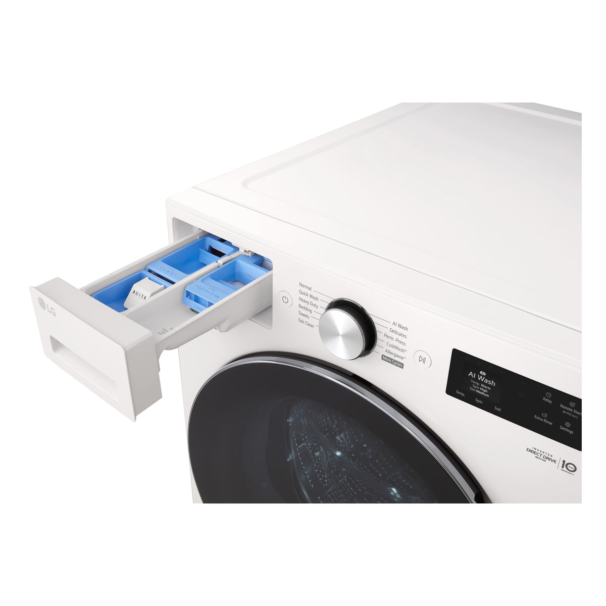LG - 5.0 Cu. Ft. High-Efficiency Stackable Smart Front Load Washer with Steam and TurboWash 360° - Alpine White