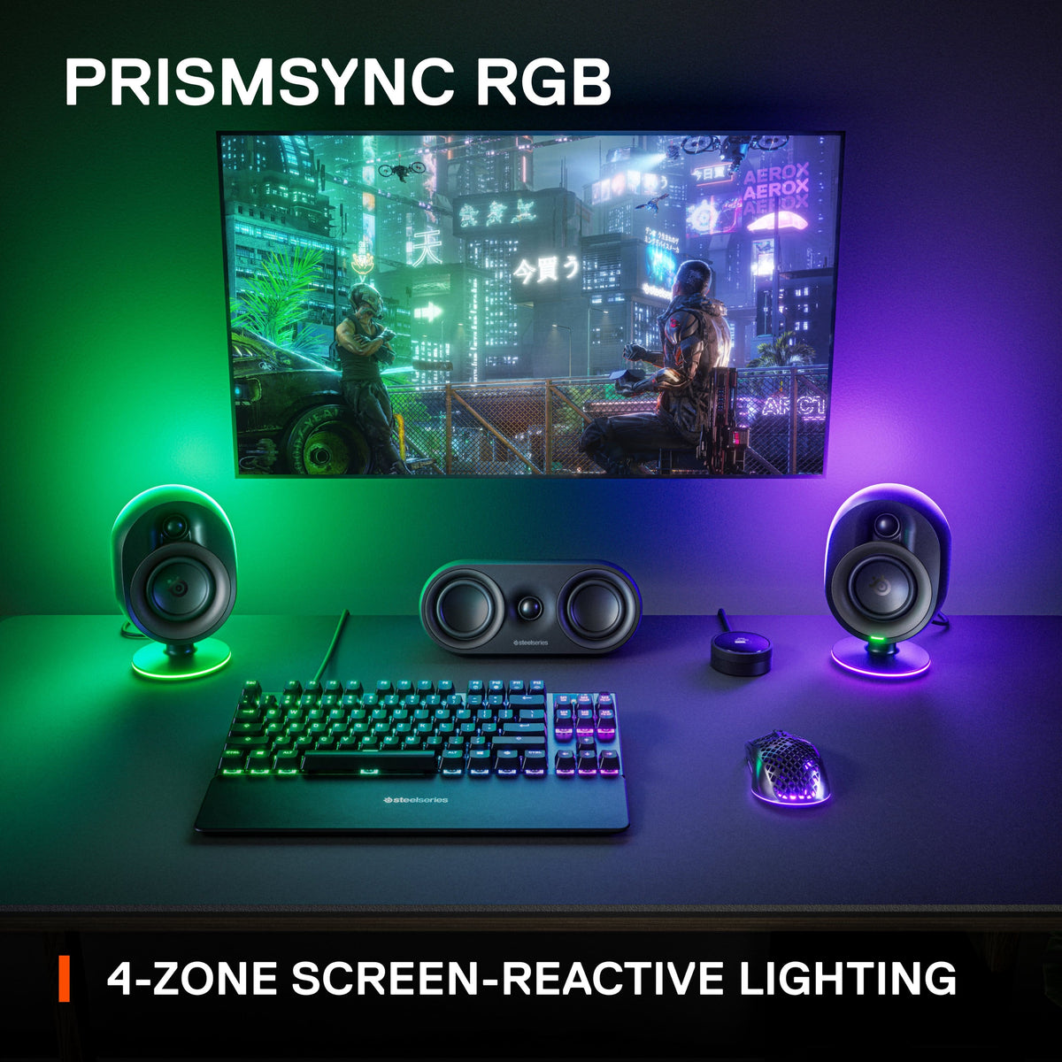 SteelSeries - Arena 9 5.1 Bluetooth Gaming Speakers with RGB Lighting (6 Piece) - Black