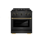 30 in. Wide 4 Burner ZLINE Designer 4.2 cu. ft. Manual Clean Freestanding Gas Range with Black and Bronze Accents - Black Satin Stainless Steel
