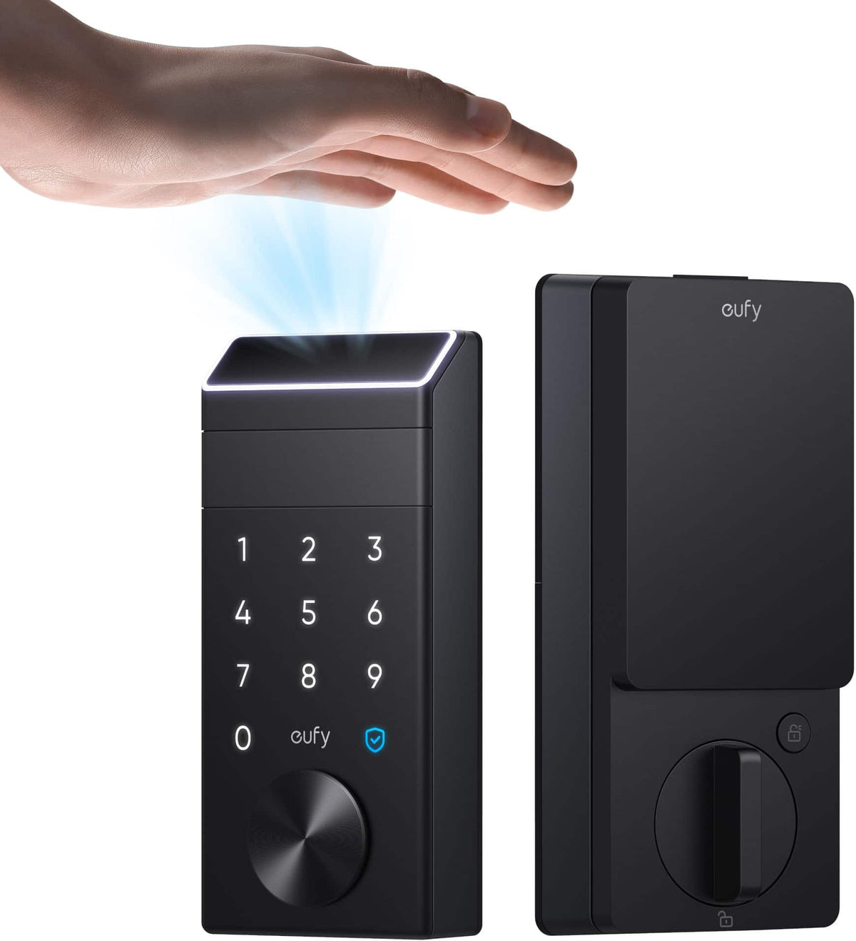 eufy - FamiLock E35 Thumb-Turn Smart Lock Deadbolt with Palm Scan for keyless entry (Compatible with Smart Devices) - Black