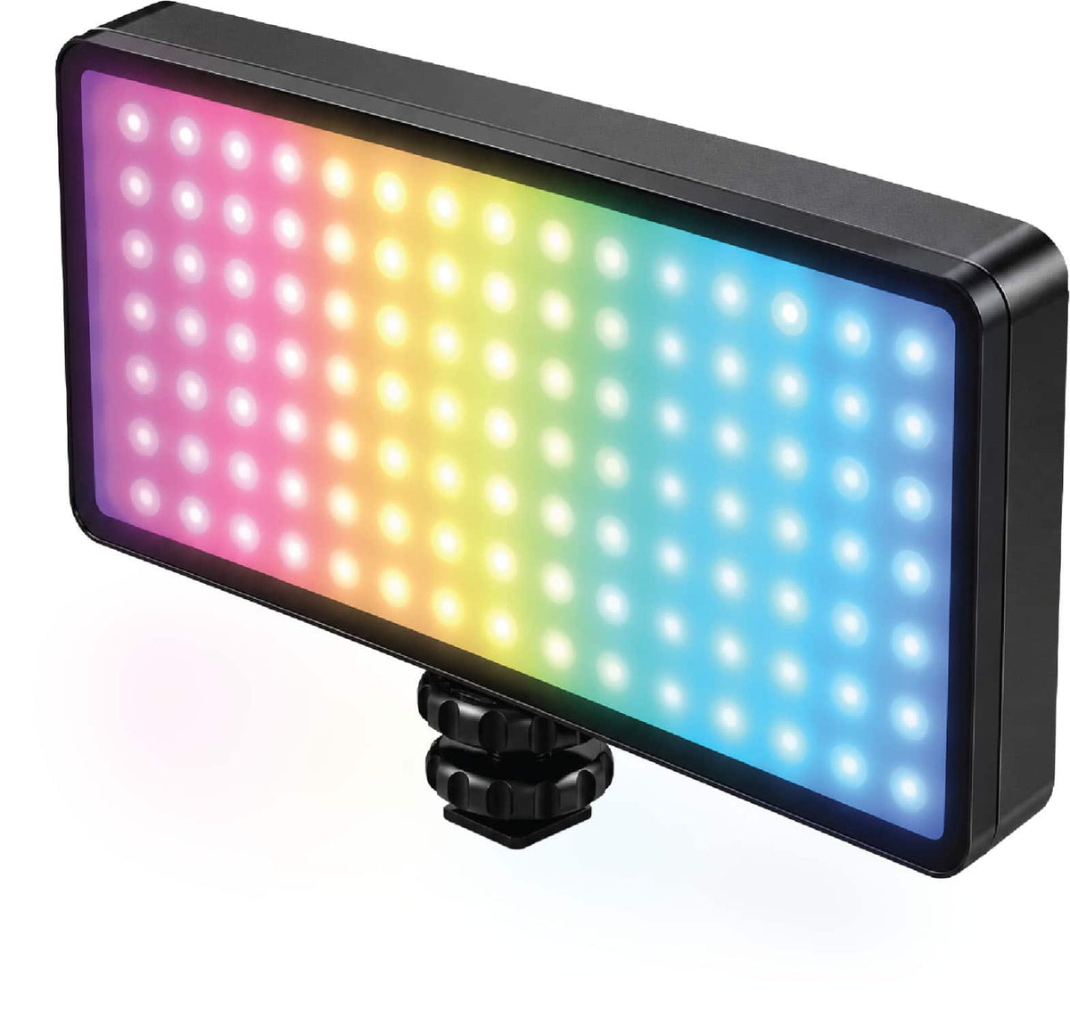Bower - Aura Light Portable RGB LED Video Light with Rechargeable Battery and Cold Shoe Adapter - Black