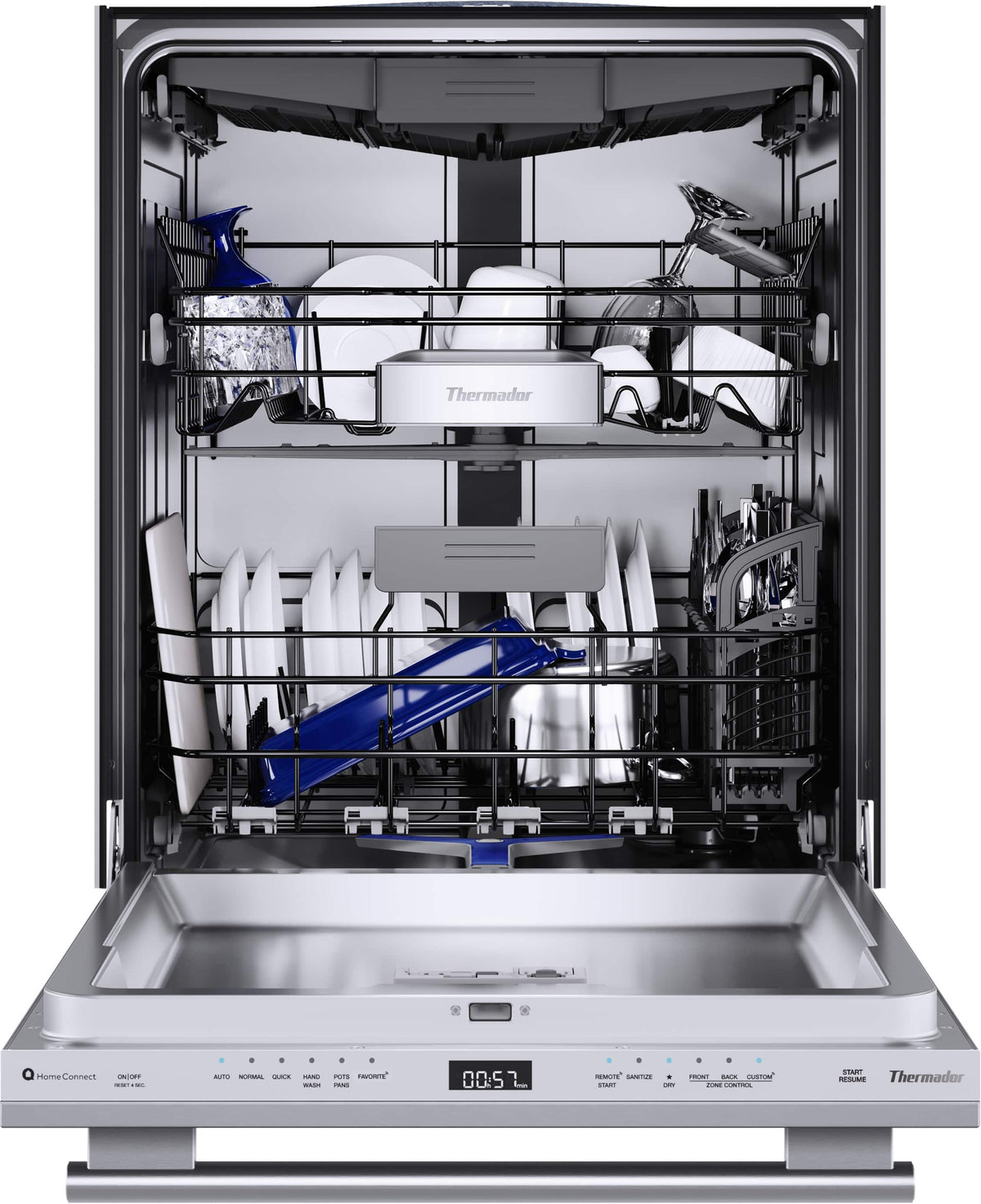 Thermador - Sapphire 24" Top Control Smart Built-In Stainless Steel Tub Dishwasher with 3rd Rack and Masterpiece Handle, 44 dBA - Stainless Steel