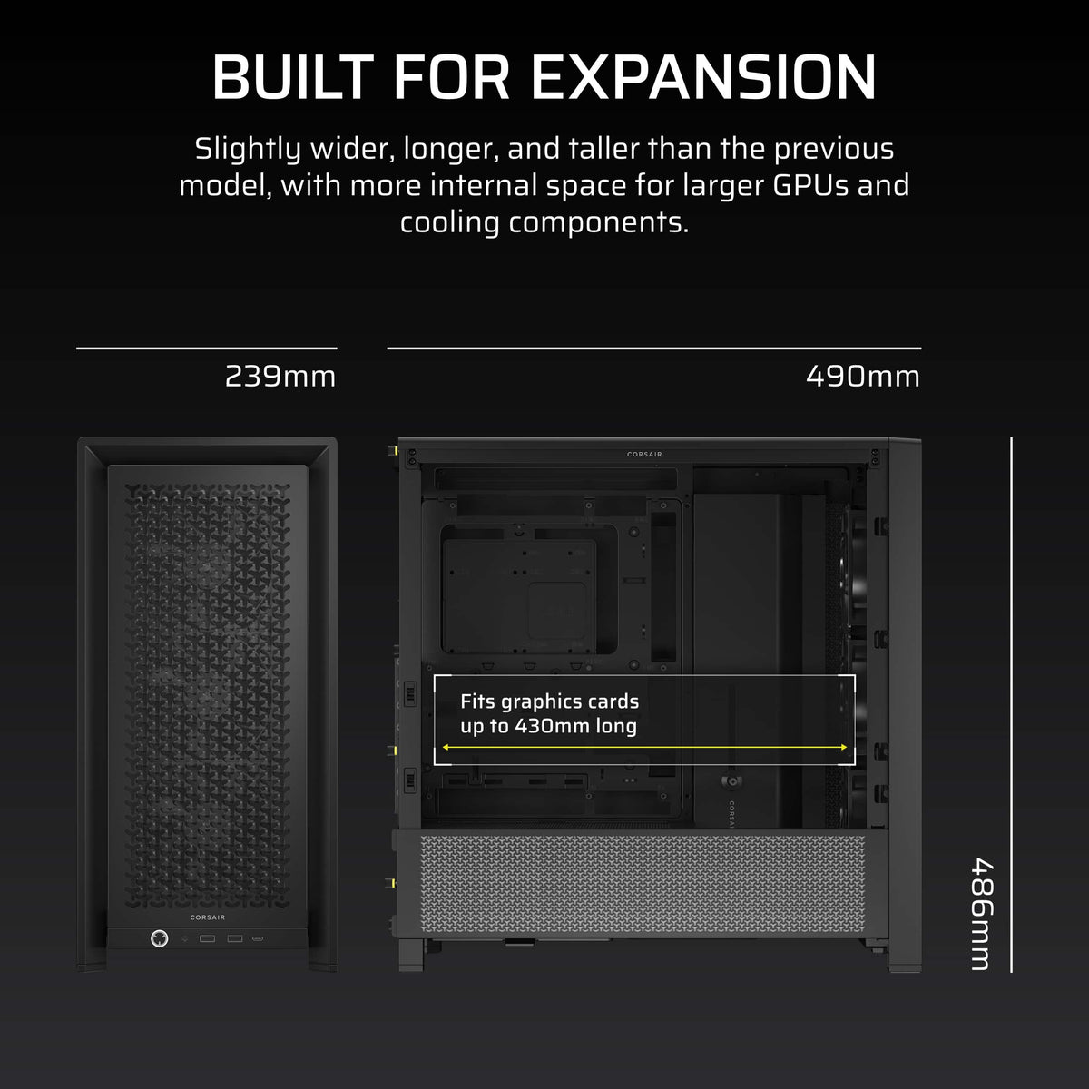 CORSAIR - FRAME 4000D RS ATX Mid-Tower PC Case - Black