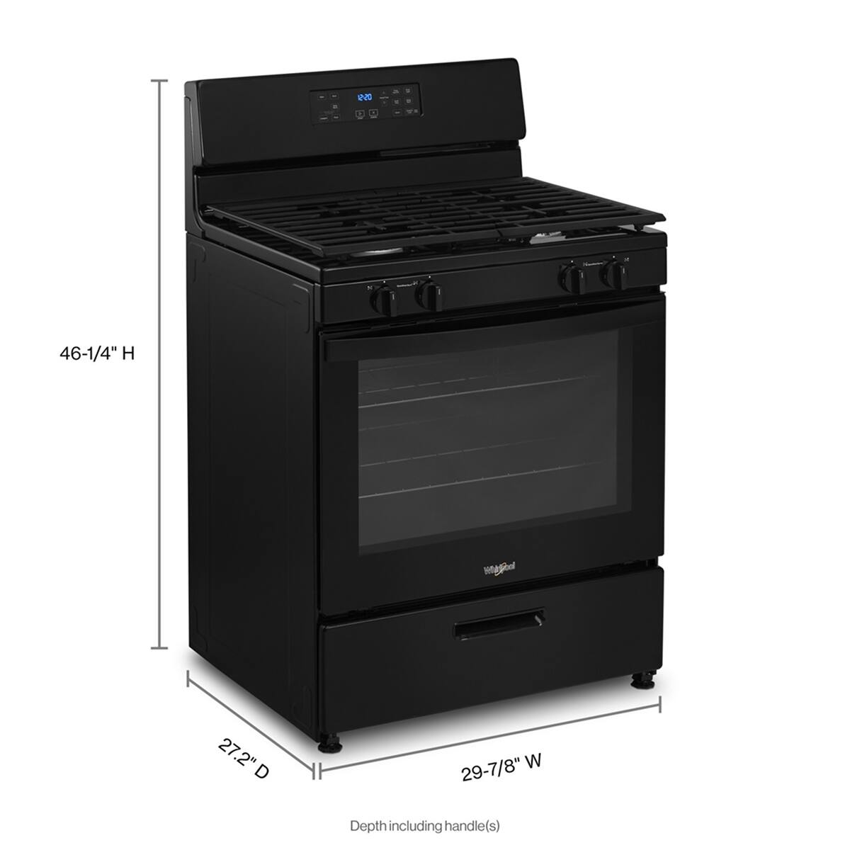 Whirlpool - 30 in. Wide 4 burners 5.1 cu. ft. Freestanding Gas Range with Broiler Drawer - Black